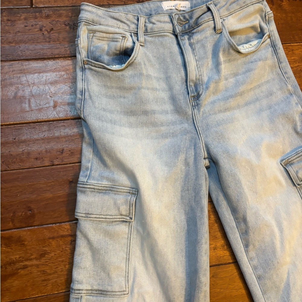 Risen High Rise Wide Cargo Jeans - Sz 11 - Picture 2 of 7